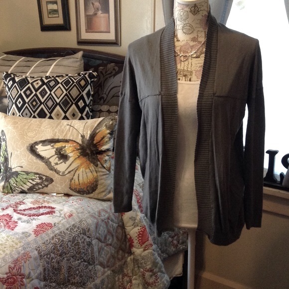 🆕 Slate Gray Silk Blend Open Cardigan 🌐🍌 - Picture 1 of 5